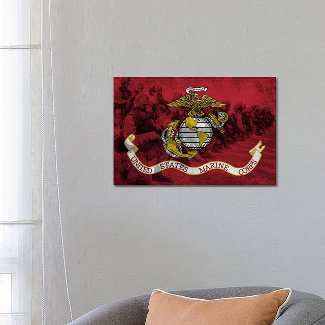 U.S. Marine Corps Flag - Wrapped Canvas Graphic Art (66.04 cm H x 45.72 cm W x 1.91 cm D)