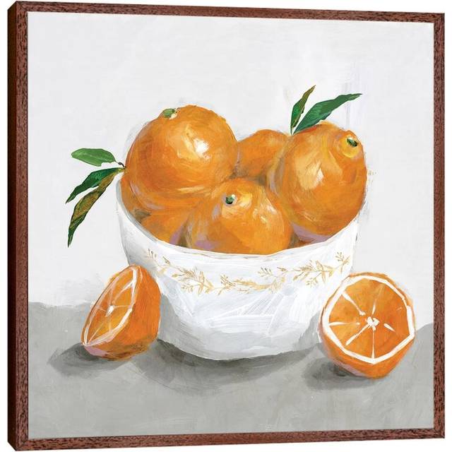 Oranges by Isabelle Z - Graphic Art Print on Canvas - Classic Brown Wood Framed (93.98 cm H x 93.98 cm W)