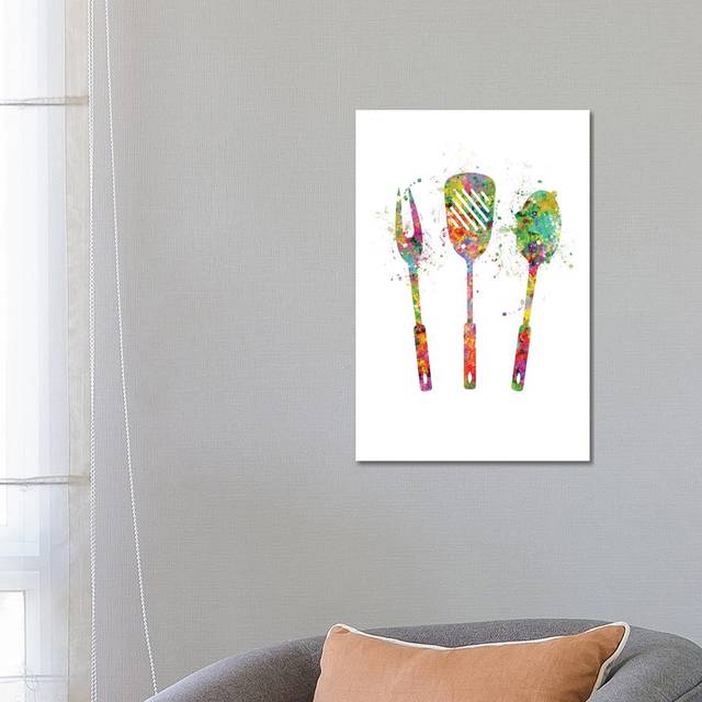 Grill Utensils by Genefy Art - Wrapped Canvas Painting (66.04cm H x 45.72cm W x 1.91cm D)