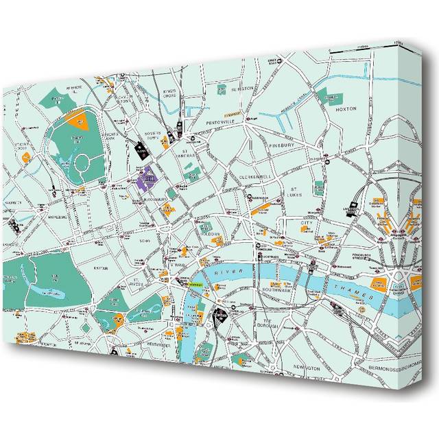 London Map - Wrapped Canvas Graphic Art Print (81.3cm H x 121.9cm W)