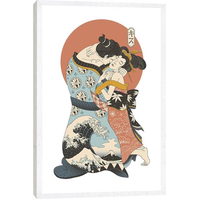The Kiss Ukiyo-E - Print - White Framed (101.6 cm H x 66.04 cm W)