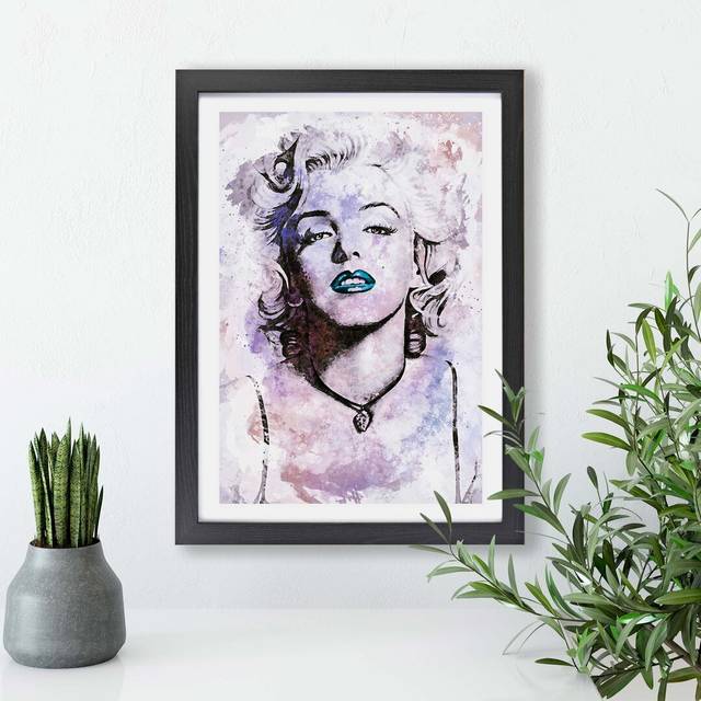 &#39;Marilyn Monroe&#39; - Picture Frame Painting Print on Paper - Black (33cm H x 45cm W x 2cm D)
