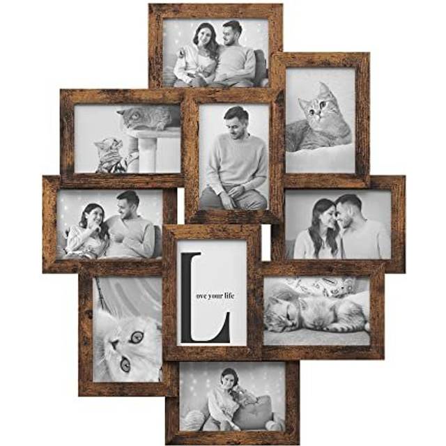 10 Pieces Photo Frame, Rustic Brown