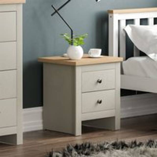 Home Discount - Arlington 2 Drawer Bedside Table Cabinet Chest Nightstand Bedroom Furniture, Grey