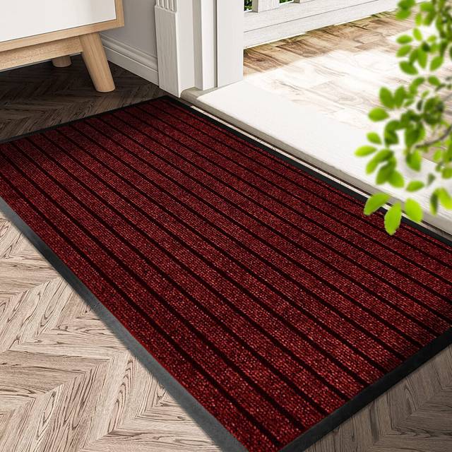 (80 x 150, Burgundy) Heavy Duty Rubber Door Mats Non Slip Dirt Trapper