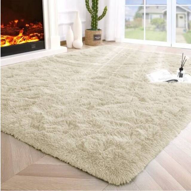 (60X220 CM, Cream) Exrta Large Rugs Shaggy Living Room Rug Carpet