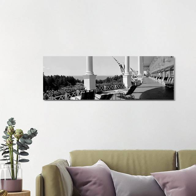 Deck Chairs on a Hotel's Porch, Grand Hotel, Mackinac Island, Michigan, USA - Wrapped Canvas Panoramic Photograph (121.92 cm H x 40.64 cm W x 1.91 cm D)