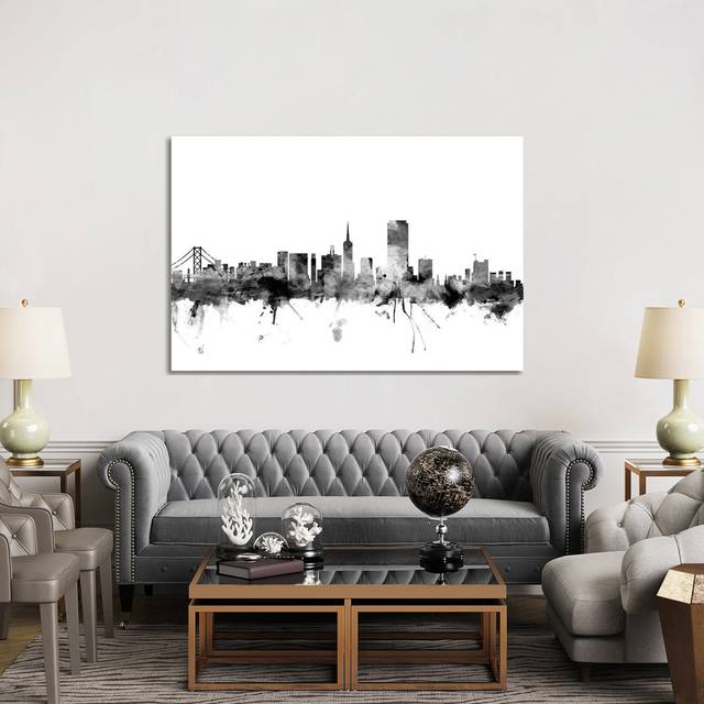 San Francisco, California in Black and White by Michael Tompsett - Wrapped Canvas Art Prints (152.5 cm H x 101.5 cm W)