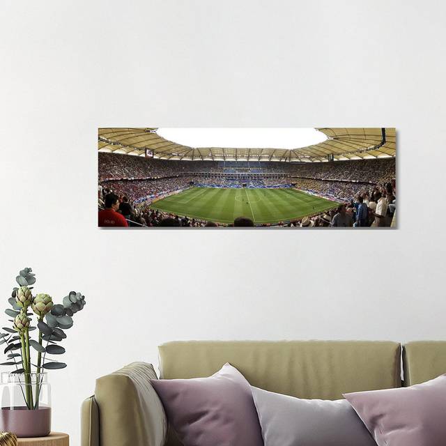 Crowd in a Stadium to Watch a Soccer Match, Hamburg, Germany - Wrapped Canvas Panoramic Photograph (121.92 cm H x 40.64 cm W x 3.175 cm D)