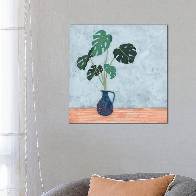 Parlor Monstera II by June Erica Vess - Wrapped Canvas Painting (66.04cm H x 66.04cm W x 3.8cm D)