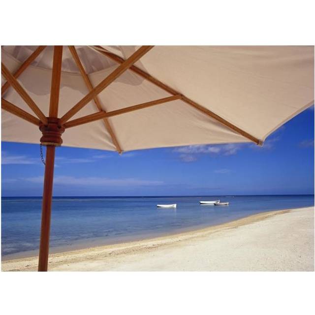 Umbrella & Tropical Beach, Close Up Poster Print, 32 x 22 - Large