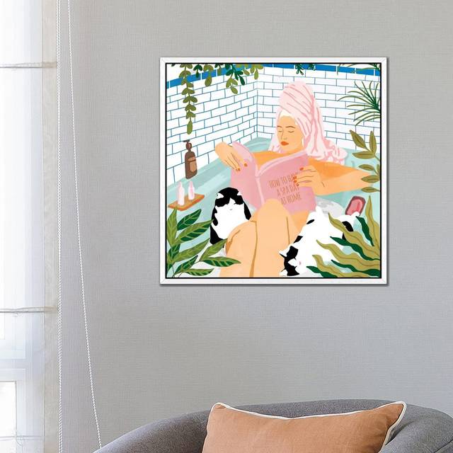 How To Have A Spa Day At Home - Art Print on Canvas - White Framed (66.04 cm H x 66.04 cm W)