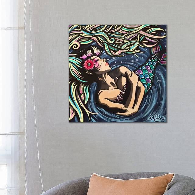 Mermaid Love - Wrapped Canvas Graphic Art (66.04cm H x 66.04cm W x 1.905cm D)
