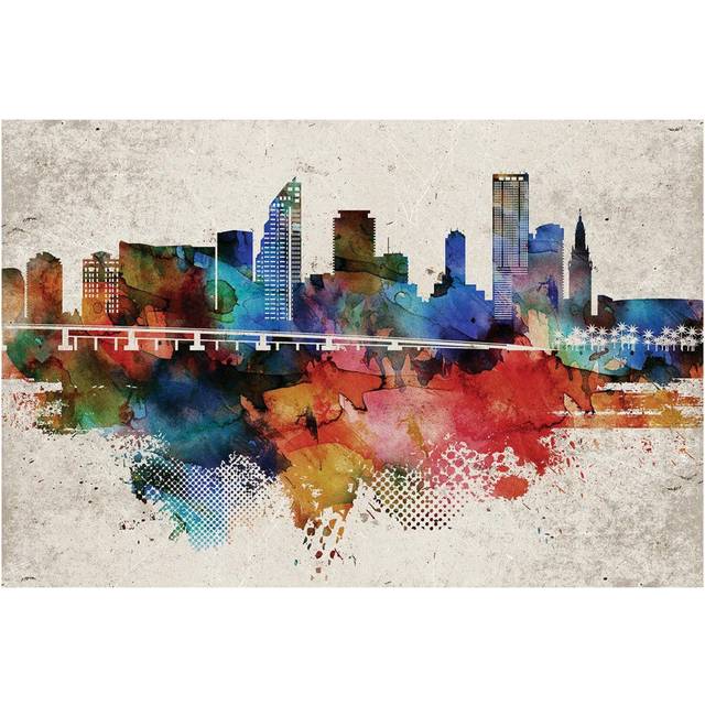 Miami Abstract - Wrapped Canvas Painting (30.48cm H x 45.72cm W x 1.91cm D)