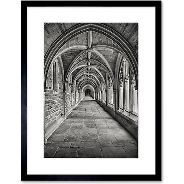 Wall Art Print Armfield Stone Arched Hallway Framed - Black - W7 inch x H9 inch