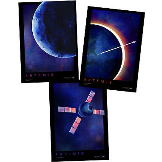 Wall Art Print NASA Artemis 1 Moon Mars Mission Series Vision Courage Galvanize Travel A4 Poster Pack of 3 - Multi - A4