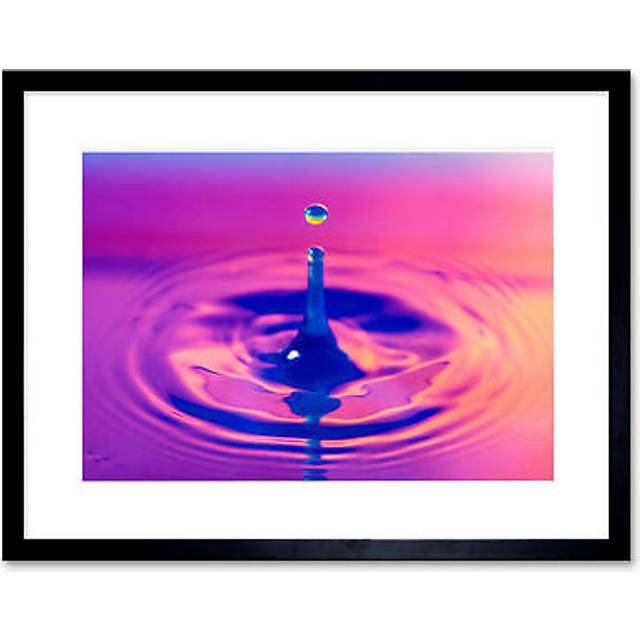Wall Art Print Brown Water Drop Splash Framed - Black - W7 inch x H9 inch