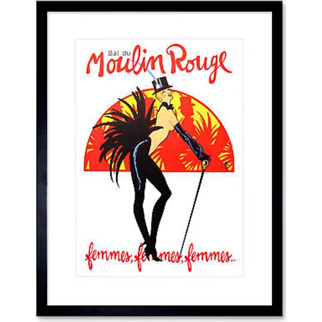 Wall Art Print Burlesque Moulin Rouge Paris Girls Artwork Framed 9X7 Inch - Black - W7 inch x H9 inch