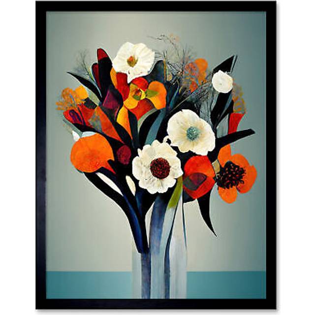 Winter Flower Floral Bouquet - Picture Frame Art Prints (25.9cm H x 20.6cm W x 1.5cm D)