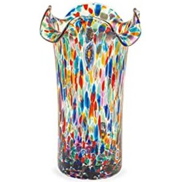 Venetian Scalloped Glass Vase, 20 cm, Made in Italy