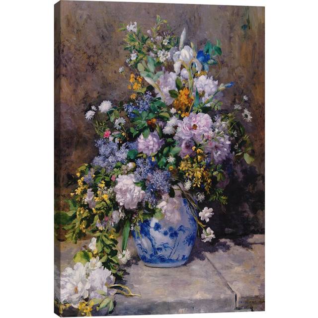 Spring Bouque (grande Vaso Di Fiori) by Pierre-Auguste Renoir - Painting Print on Canvas - No Frame (30.48 cm H x 45.72 cm W)