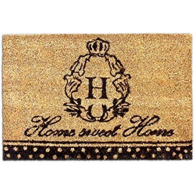 Relaxdays Coconut Fibre HOME SWEET HOME Doormat 40 x 60 cm Coir Welcome Mat with No-Slip Rubber PVC Underside, Brown