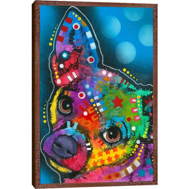 Pop Chihuahua by Dean Russo - Graphic Art Print on Canvas - Brown Framed (66.04 cm H x 45.72 cm W)