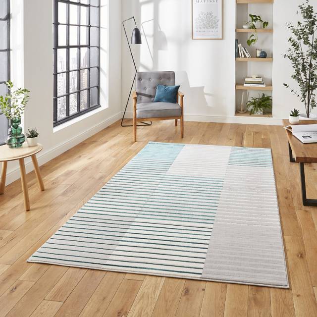 Think Rugs Apollo Grey/Green Rectangle 080 x 150cm Polypropylene Modern Linear 2681, Grey