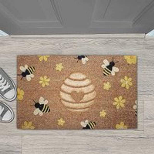 Likewise Rugs & Matting Embossed Honeybees Doormat - Natural