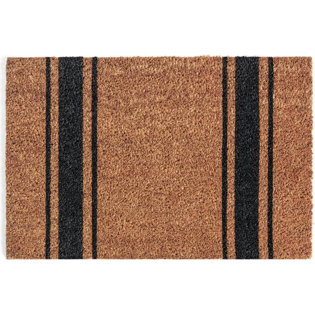 Habitat Stripe Black & Brown Cut Pile Doormat - 60x40cm