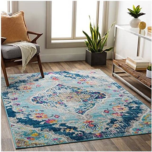 ROMY Vintage Traditional Oriental Boho Area Rug - Blue - 100 x 150cm