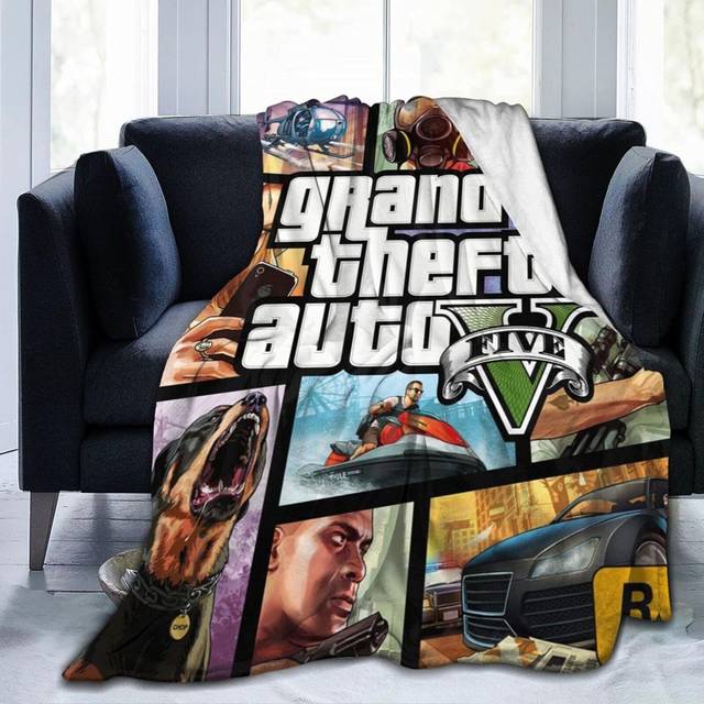 (150CM X 200CM) Gtav Grand Theft-Auto-5 Flannel Fleece Blanket, Dual Sided Flannel Lightweight Cozy Plush Throw for Cold Days and Air Conditioning Roo