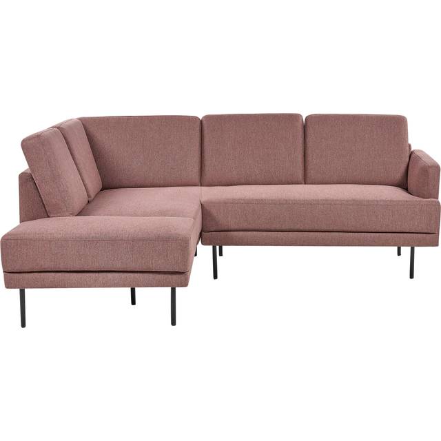Beliani - Modern Upholstered Right Hand Corner Sofa Couch 4-Seater Metal Legs Woven Fabric Cushioned Back Pink Breda