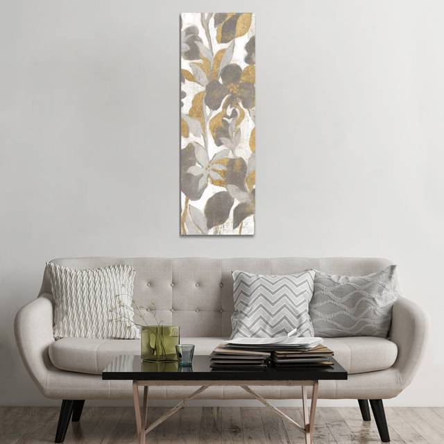 Painted Tropical Screen, Grey Gold II by Silvia Vassileva - Wrapped Canvas Panoramic Painting (152.4 cm H x 50.8 cm W)