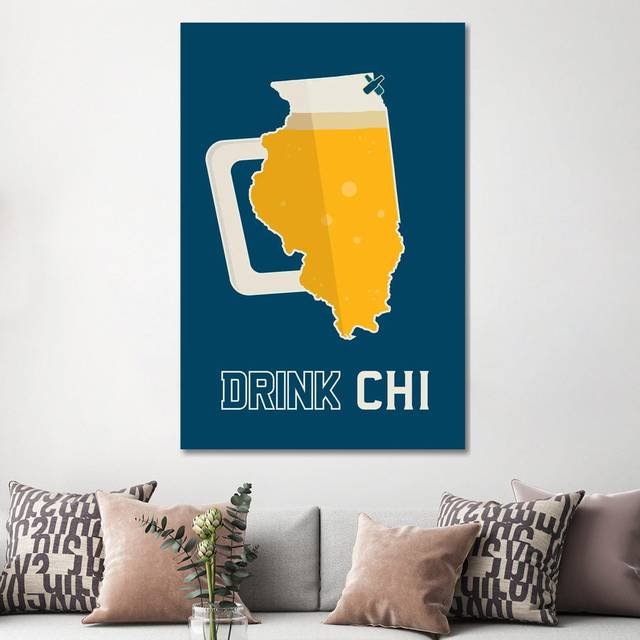 Drink CHI - Chicago Beer Print by Benton Park Prints - Wrapped Canvas Print (152.5 cm H x 101.5 cm W)