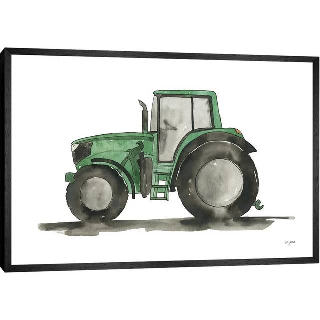 Green Tractor by Kelsey McNatt - Painting Print on Canvas - Black Framed (101.6 cm H x 66.04 cm W)