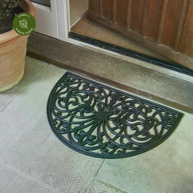 Rubber door mat non slip heavy duty durable outdoor non-slip half moon 75x45cm