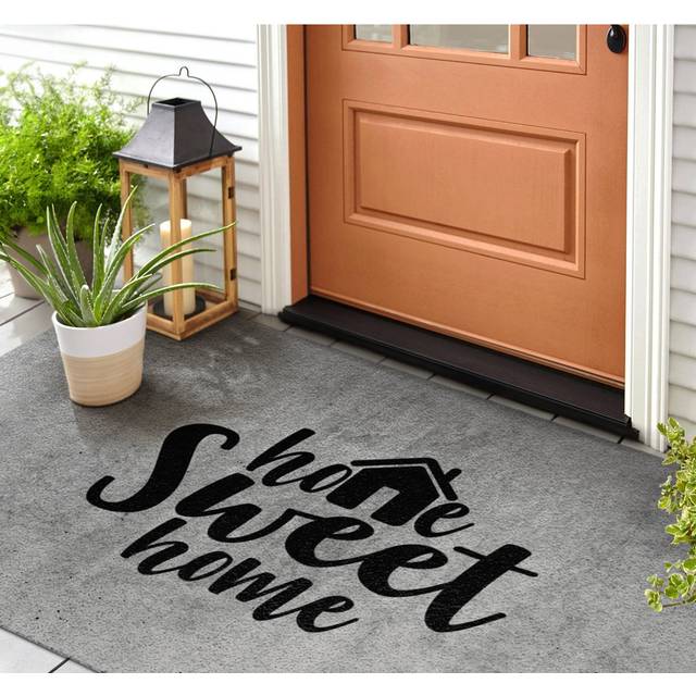 Sweet Home Concrete W39 x L59 cm Non-Slip Outdoor Door Mat - Black;Grey (59cm W X 39cm L)