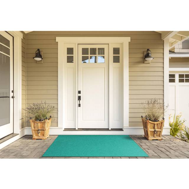 Gravel W39 x L59 cm Non-Slip Outdoor Door Mat - Aquamarine Waves (59cm W X 39cm L)
