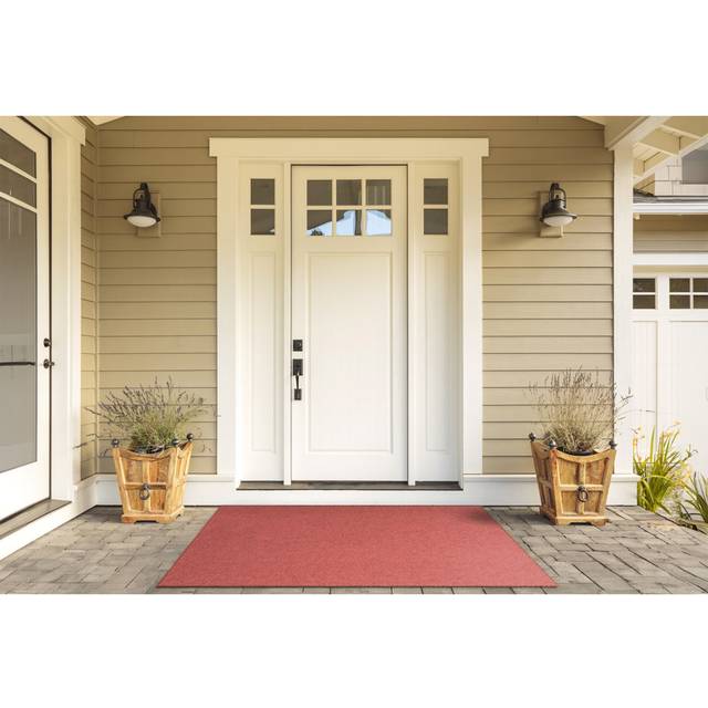 Gravel W39 x L59 cm Non-Slip Outdoor Door Mat - Red (59cm W X 39cm L)