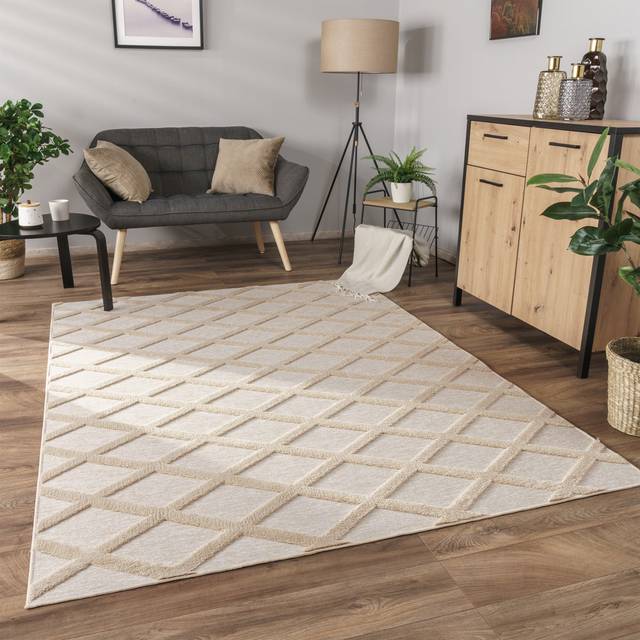 Natur Pur Rug in the living room and bedroom Beige Rectangular 160 x 220cm