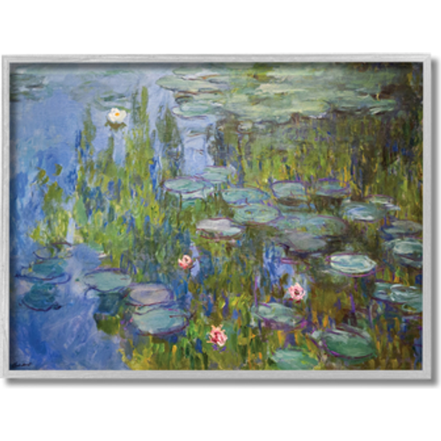 Stupell Industries Water Lilies Study Classical Painting Detail  Designed by Claude Monet Black Framed Wall Art  11 x 14  Blue