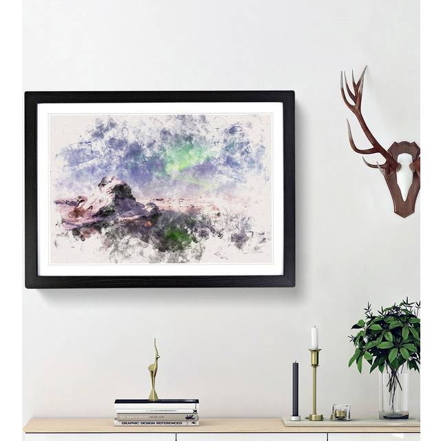 Northern Lights Aurora Borealis - Picture Frame Graphic Art Print - Black Framed (45cm H x 63cm W x 2cm D)
