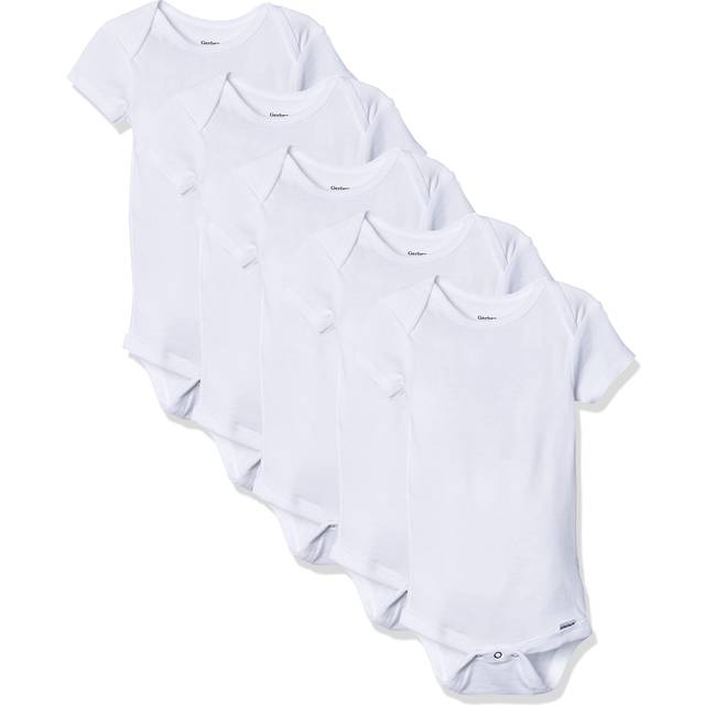 Gerber Baby 5-Pack Solid Onesies Bodysuits  White  6-9 Months