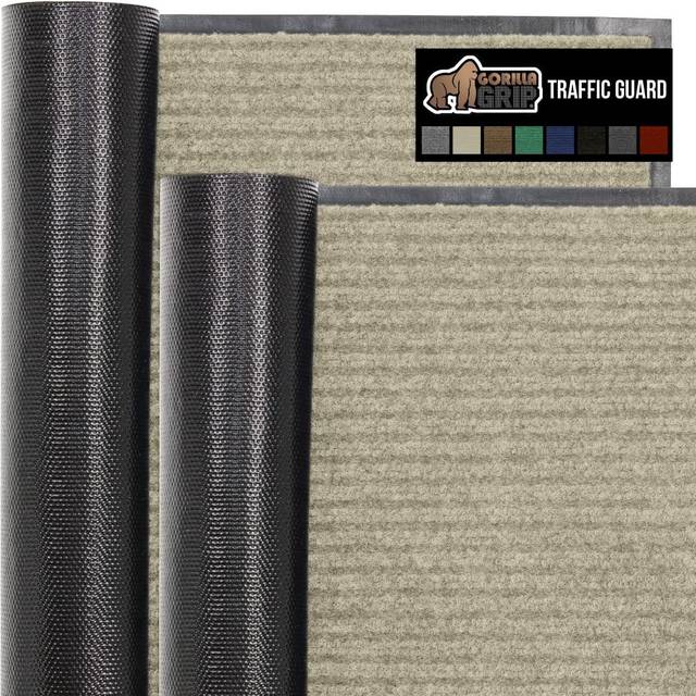 Gorilla Grip Waterproof Heavy Duty Traffic Guard Doormat  2 Pack  Stain and Fade Resistant  Durable Rubber  Low Profile Door Mat
