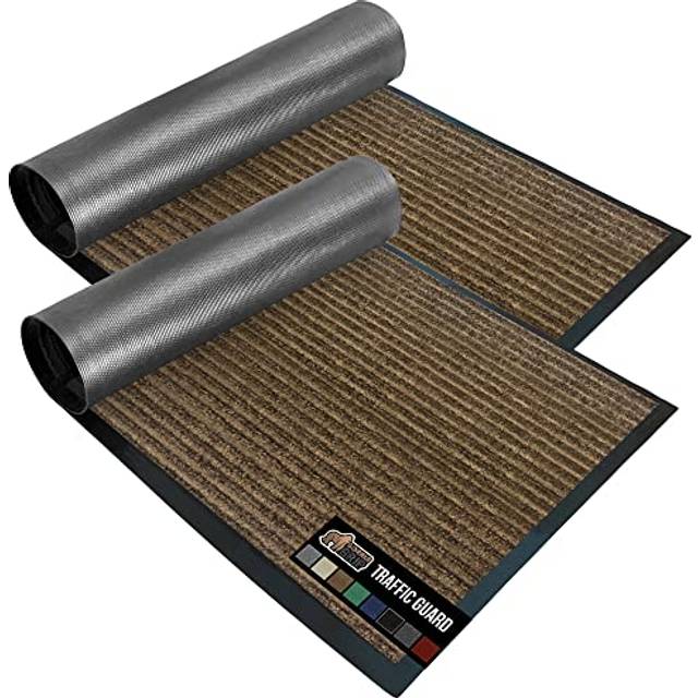 Gorilla Grip Low Profile Rubber Door Mat, 2 Pack, 35x23, Heavy Duty, Durable Doormat, Indoor and Outdoor, Waterproof, Easy Clean Shoe Scraper, H