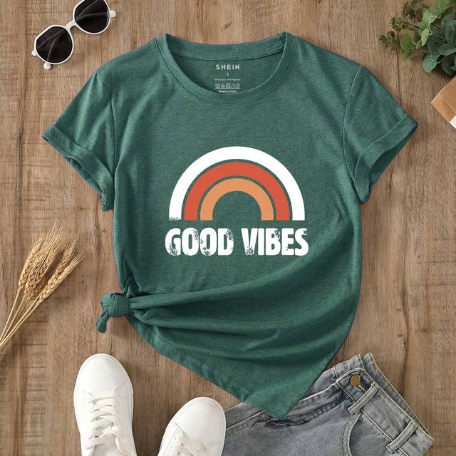 INAWLY Vintage Floral Printed Short Sleeve T-Shirt For Women Graphic Tees Women Tops