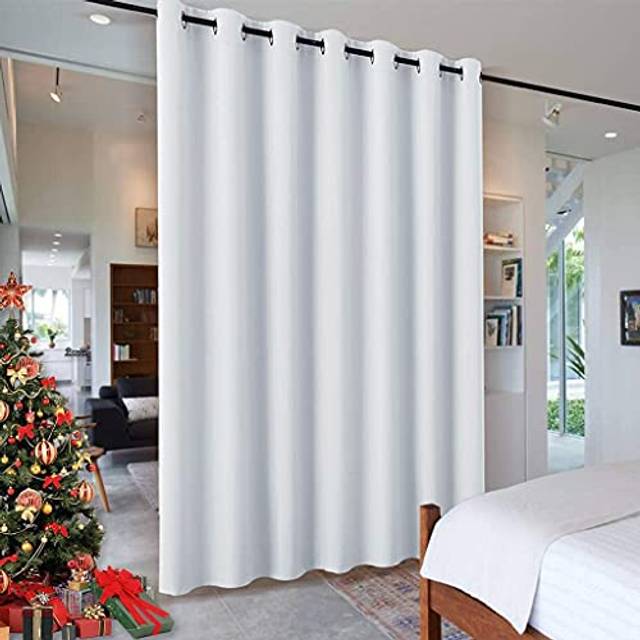 RYB HOME Room Divider for Space  Furniture Protect Ceiling to Floor Blackout Curtain Partition for Patio Sliding Glass Door/Living Room/Locker Room  W