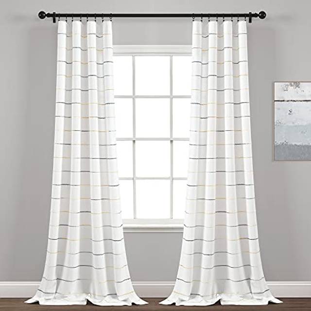 Lush Decor Ombre Stripe Yarn Dyed Cotton Window Curtains Panel Pair  4