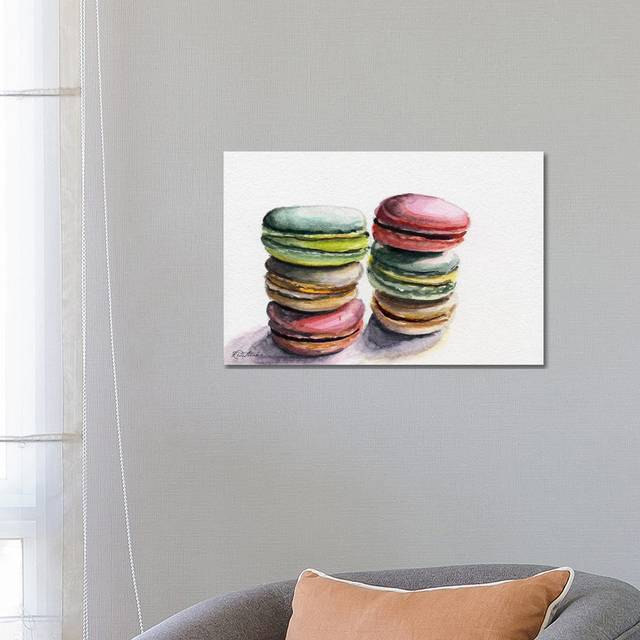 Six Macarons Stacked by Jennifer Redstreake - Wrapped Canvas Painting (66.04 cm H x 45.72 cm W x 1.91 cm D)